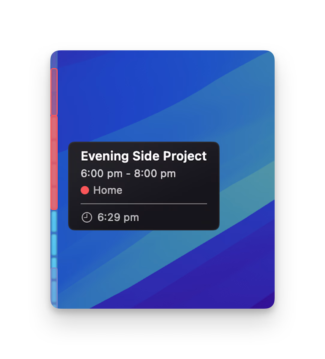 SideTime showing calendar events mapped onto a visual time rail